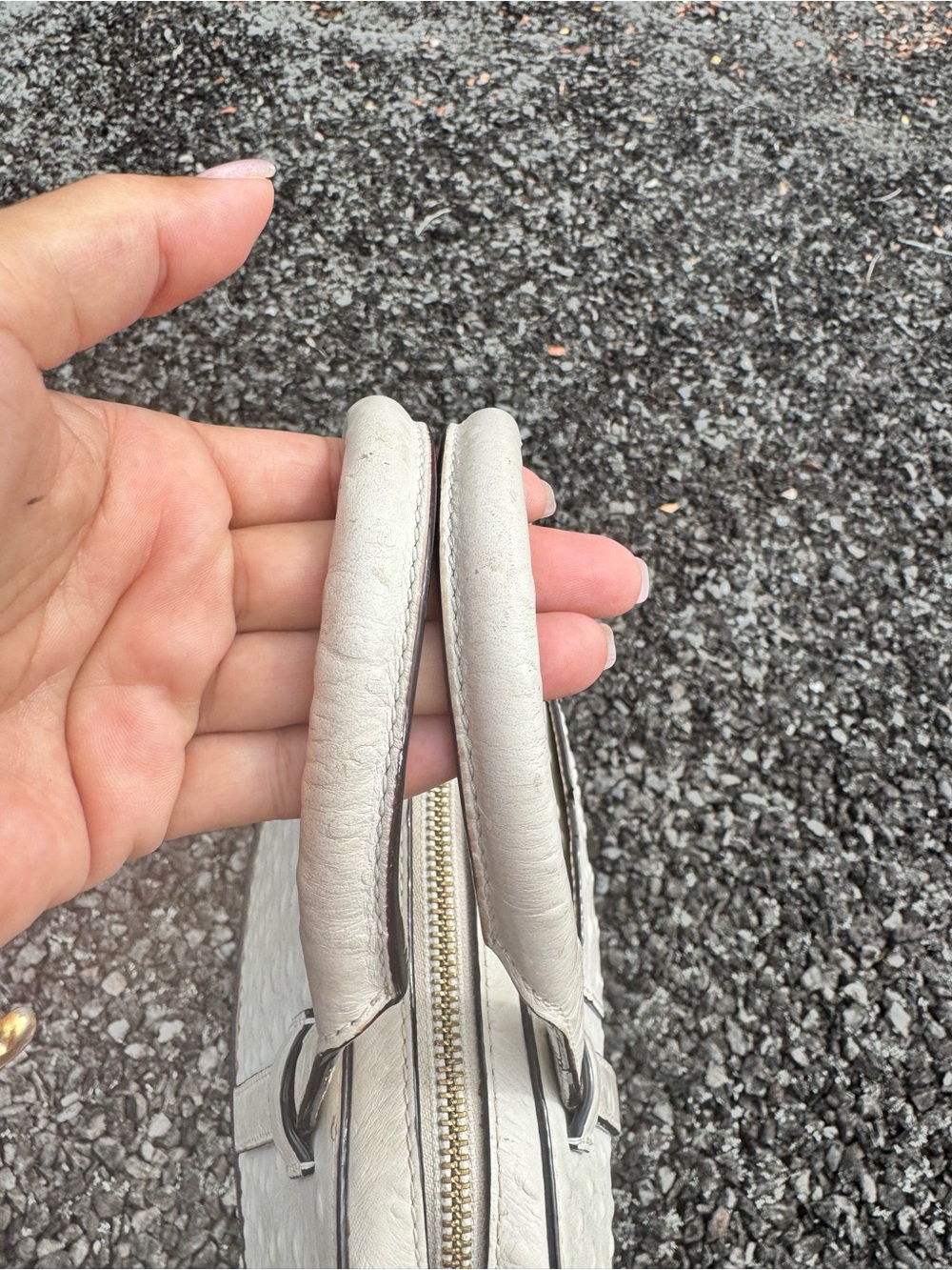 Kate Spade New York Ostrich Embossed Leather Satchel Crossbody Ivory Cream 2015 - Picture 6 of 12